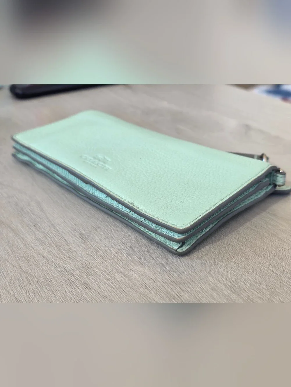 Coach Mint Leather Wristlet Wallet